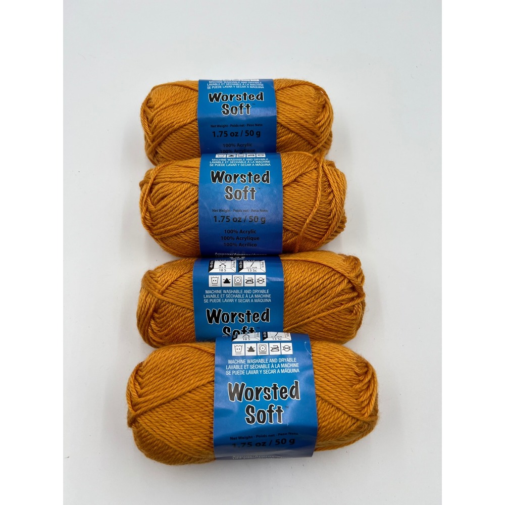 Worsted Soft 100% Acrylic Yarn 4 Skeins Medium 4 Gold Orange Discontinued 164168